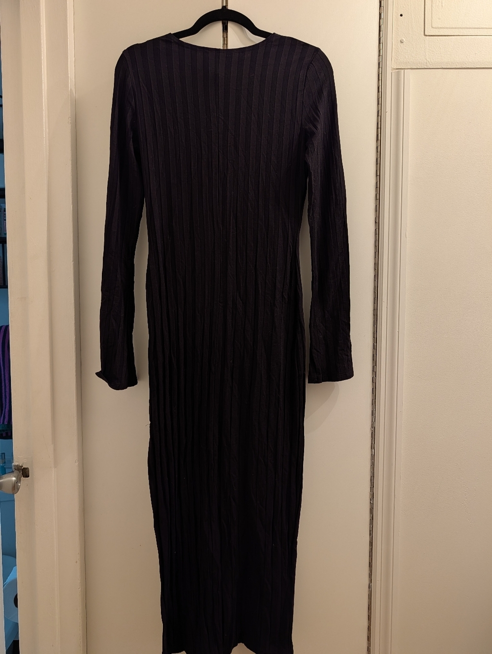 Reformation Black Dillon Long Sleeve Stretch Ribbed Midi Dress Size S - Picture 5 of 5